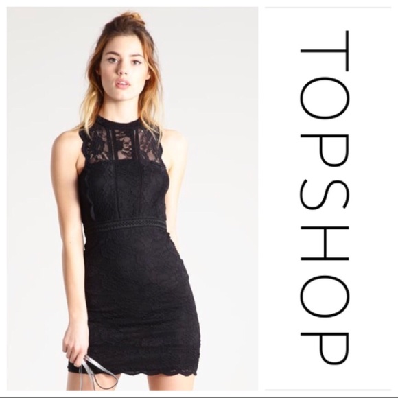 Topshop Dresses & Skirts - NWT Topshop Scallop Mix Lace Mini Dress 8 LBD